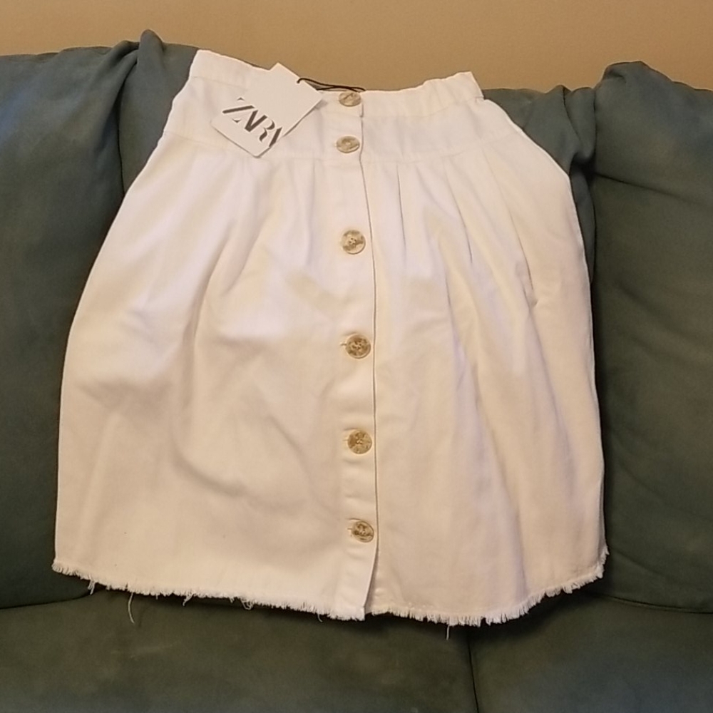 Girls White Denim Zara Skirt size 7